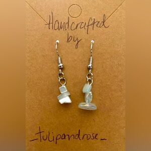 Handmade Fashion Stone Drop Earrings
Approx 1” Gray Blue Nickel Free Hooks